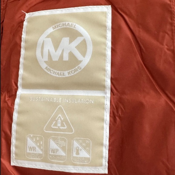 MK Michael Kors Bright Terracotta Women Coat Hooded Puffer Long Jacket XL - Picture 5 of 11